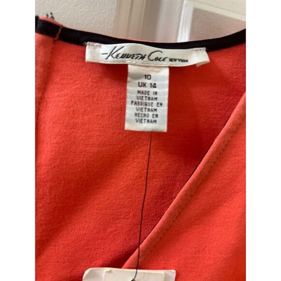 NEW Kenneth Cole Stretch Faux Wrap Bodycon Exposed Zipper Cap Sleeve Dress 10 - Picture 2 of 8